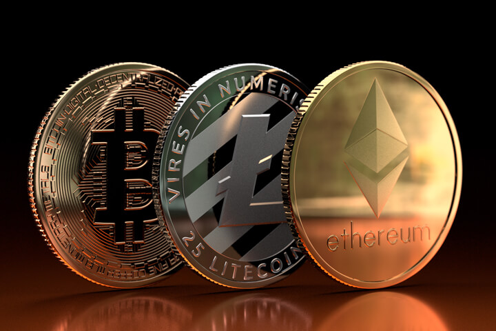 Görsel: Bitcoin, Litecoin ve Ethereum