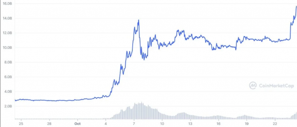 SHIB 30 günlük piyasa değeri tablosu. Kaynak: CoinMarketCap