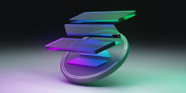 Solana logo and SOL coin. 3D render